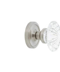 Classic Rosette With Oval Fluted Crystal Glass Knob, Double Dummy Door Hardware In Satin Nickel Finish For Interior Doors With Push Pull Function