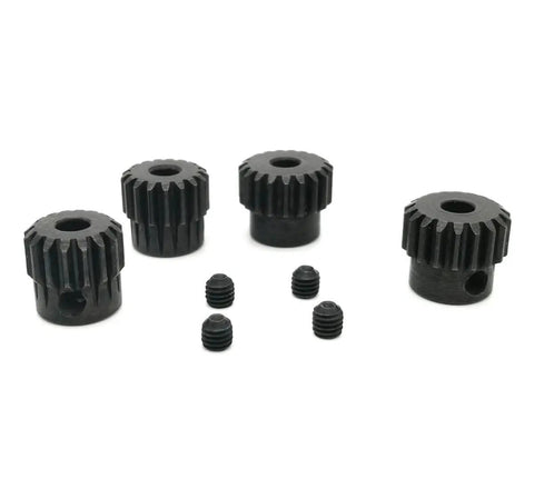 48P Pinion Gear Set For 1/10 RC Cars, 16T 17T 18T 19T, 3.175mm Pitch, black steel gears and screws, multi-size pack