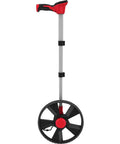 Killer Precision Digital Measuring Wheel With Twelve Inch Rolling Drum And Bright IP54 Backlit Screen side view featuring a telescoping handle.
