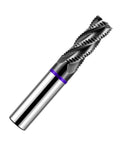 Carbide roughing end mill, 1/2 in, 4-flute square-nose cutter for steel, aluminum, hardened metals