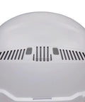 Close-up of vented shell on Hard Hat With Rechargeable Headlamp Mounts Front And Back Cap Style Vented Shell Padded Self-Wicking