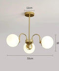 Three Head Wall Light Chandelier For Dining Room And Living Areas Elbow Design Modern Ceiling Lamp With Glass Ball Shades