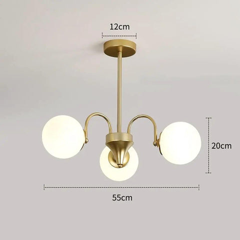 Three Head Wall Light Chandelier For Dining Room And Living Areas Elbow Design Modern Ceiling Lamp With Glass Ball Shades