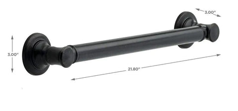 Venetian Bronze 24 Inch Traditional Grab Bar For Shower And Toilet Heavy Duty Support Up To 450 Lbs Zinc Posts With Stainless Steel Bar ADA Compliant Bathroom Safety Grip.