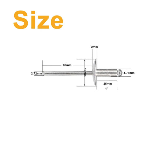 Large Flange Aluminum Blind Rivets Three Sixteenth Inch By One Inch Pop Rivets With Five Eighth Inch Flange Diameter And 15 To 20mm Grip 60 Pack