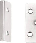 Two Pack 43 By 17mm Zinc Alloy Cabinet Door Hinges For Furniture Decor, vintage retro style silver finish, shown side by side