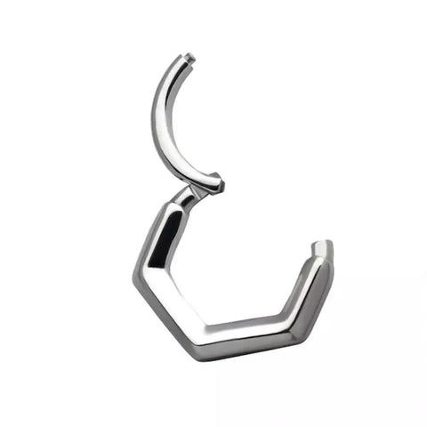 V Shaped Hinged Segment Clicker Ring 16 Gauge 316L Stainless Steel 10mm Diameter Silver Tone For Ear Cartilage Piercing