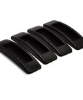 Four black plastic self stick instant cabinet drawer handles for kitchen cabinets, doors, and windows.