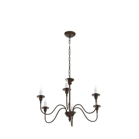 Six Light Farmhouse Chandelier In Oil Rubbed Brown And White Finish For Dining Room Living Room Foyer And Entryway A Rustic Chic Fixture With Timeless Vintage Luxury And Cozy Vibe