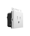 Slick 15 Amp Single Decora Outlet Featuring Tamper Resistant Shutters And Included Wall Plate For No Fuss Wiring And Fresh Home Upgrades 10 Pack White, side view.