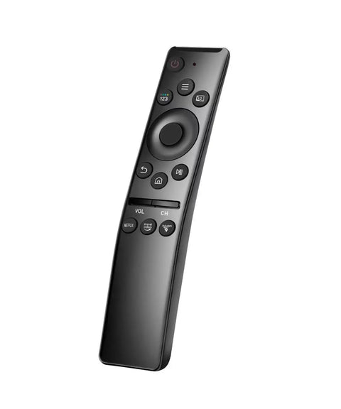 Universal TV Remote Replacement For Smart TVs, No Fuss Setup And Plug And Play, angled view showing buttons, black design