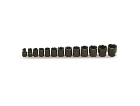 One Half Inch Drive 13 Piece Set Six Point Impact Sockets From Seven Sixteenth Inch To One And One Quarter Inch Built Tough For Auto Shop
