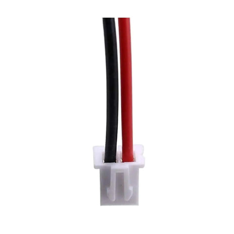 Close-up of red and black wires with connector for Mini Hydroelectric Water Flow Generator Kit 12V Regulated Micro Type Three Piece Set