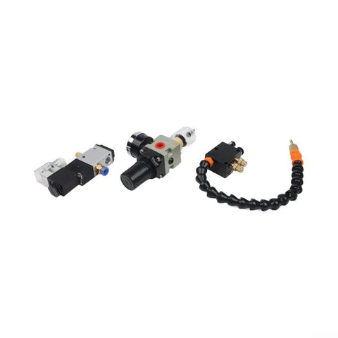 Heavy Duty 3 Liter Coolant Pump And Oil Mist Sprayer For Cnc Metalworking Ops With Flexible Shaft Solenoid Valve Plus Adjustable Pressure Regulator components.