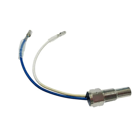 Close-up of One Eighth NPT sensor for 52mm Water Temperature Gauge With 7 Color LED Backlit Tint Lens, wiring attached.