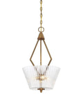 Montelena 3 Light Inverted Pendant in Old Satin Brass Mid Century Modern Vibe Incandescent Ceiling Light Fixture close-up