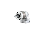 Right Angle Planetary Gear Reducer Compatible With Servo And Stepper Motors, silver metal, compact design for industrial use.