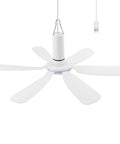SCOOYEEES 17.7inch Portable Ceiling Fan USB Ceiling Fan Small Silent RV Fan for Camping Bed Tent Cruise Home Room, white color, 6 blades