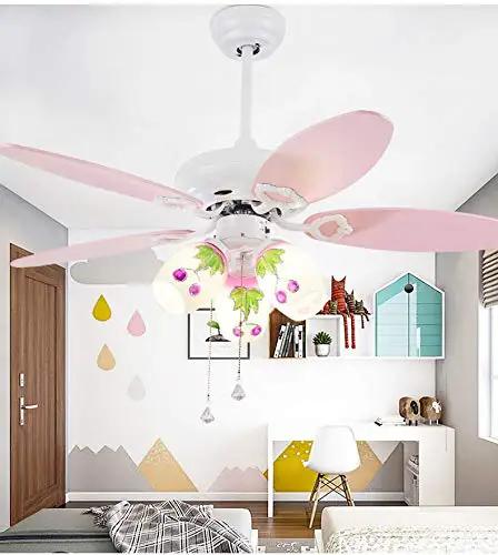 Hella Sleek Nordic Ceiling Fan With Wooden Leaf Blades And Built In Light And Smooth Quiet Airflow For Living Room Or Bedroom And Totally Chill Modern Decor Upgrades in pink with decorative lights.