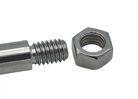 Heavy Duty Disc Brake Hydraulic Caliper Kit With Retaining Bolts And Locking Nuts For 10k And 12k Straight Axles close-up of bolt and nut