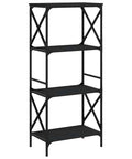 Dope 4 Tier Industrial Bookcase Black With Engineered Wood And Metal Frame For Living Room And Office Modern Loft Style Display