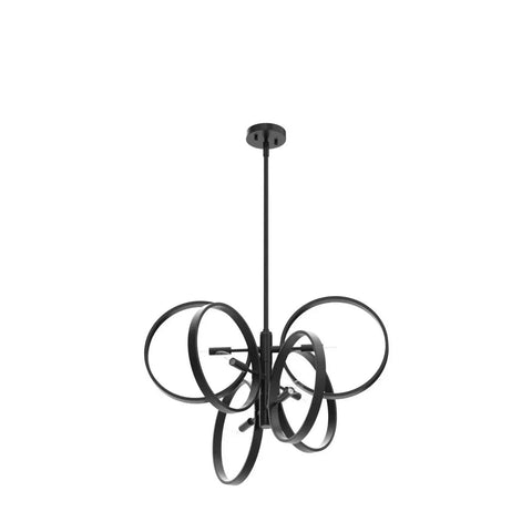 Contemporary Black Sputnik Chandelier Ceiling Light 6 Light Mid Century Geometric Circle Pendant For Dining Room Staircase Foyer 24.5 Inch With Adjustable Rings Dope Modern Vibe