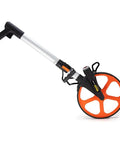 Heavy Duty Survey Measuring Wheel With Twelve Point Five Inch Roller Tracks Feet And Tenths Flawlessly for easy landscaping measuring.