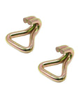 Beefy Heavy Duty Ratchet Tie Down Straps Kit With 4 Double J Hooks, showing two solid steel double J hooks for trailers