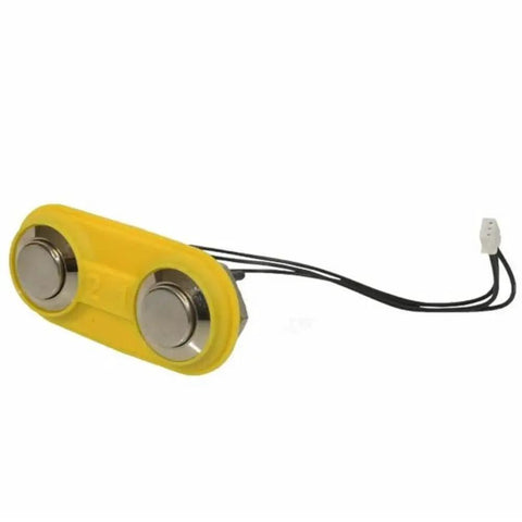 Touch Contact Switch Replacement Part P32.8150 For P328 And P329 Battery Powered Plastic Strapping Tool OEM Electrical Component Easy Install And Reliable Performance In Industrial Strapping Applications, yellow plastic switch with two metal contacts and wire