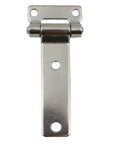 Solid Forged Stainless Steel T Shaped Container Hinge, Highly Polished Marine Grade 304 Stainless, front view, 2 pack.