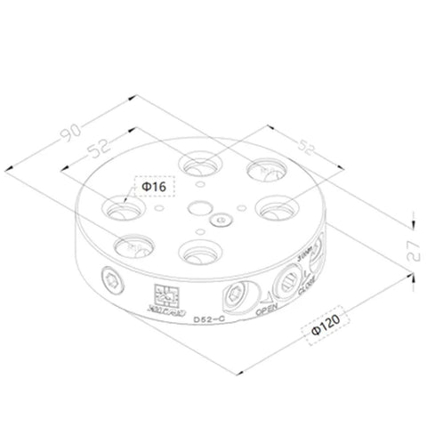 Top Shelf Precision Round Zero Point Clamping Plate Four Point Seven Two Inches Wide For Five Axis Cnc Milling And Robot Gripper Stations, detailed dimensions and features shown.