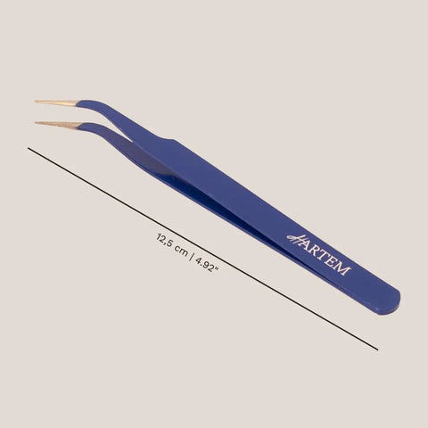 Blue precision tweezers from Eight Piece Model Tool Kit For Getting Started Pro Grade Hobby Starter Set with measurement scale