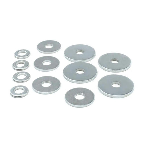 Zinc-plated washers from 247 Piece Motorcycle Bolts Kit For Engine Body Frame And Exhaust Fitment For TTR MX Series MX80 90 110 MX125 MX250