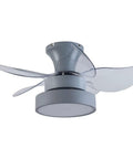 Ceiling Fan with Light 6 Speeds Control Modern for Living Room Bedroom 36W with sleek gray design and transparent blades.