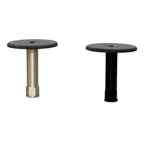 Ultra Slick Carbon Fiber Stop Disc For Folding Bike With Premium Titanium Hardware, two clamp styles shown, disc size and finish.