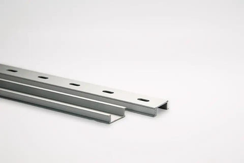 5 Pack 35mm Wide Slotted Aluminum DIN Rail Mounting Bar 1 Meter Beefy Heavy Duty Build With 6.2x15 mm Slots On 50 mm Centers And Corner Supports