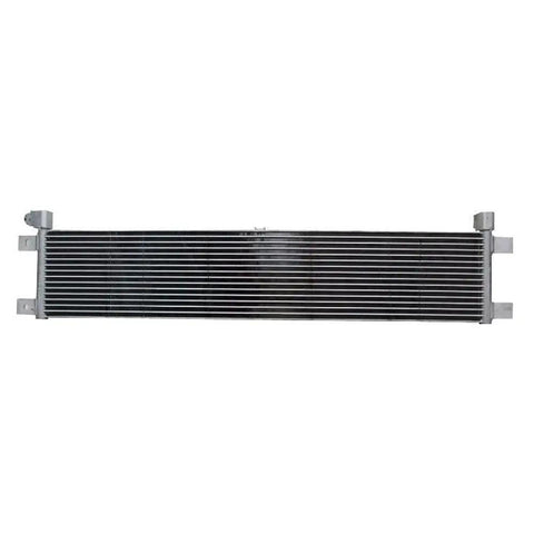 High Performance Transmission Oil Cooler Perfect For Your Ram 2500 And 3500 Trucks With The Big 6.4L Or 6.7L Engine From 2019 To 2020 Model Years Ensuring You Stay Cool And Get Some Serious Bang For Your Buck On Long Hauls. Silver aluminum transmission oil cooler with mounting brackets