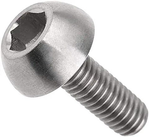 Premium 6 Pack Titanium Bolt Set Round Head Socket Cap Screws M6x17mm Size shown from side with hex socket, lightweight and rust proof.