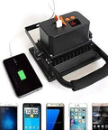 JUDYSSY Led Floodlight 200W Led Floodlight with Remote Control, black remote work light charging with smartphones on the side.