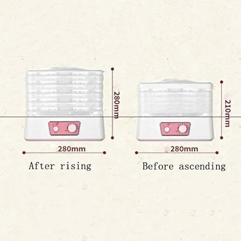 Total Game Changer Five Tier Food Dehydrator Machine For Drying Beef Jerky Fruits And Veggies With 360 Air Flow And Adjustable Heat Control dimensions before and after expansion