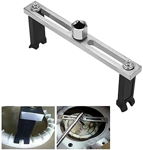 Universal Fuel Pump Removal Tool Set With Lock Ring Wrench And Tank Cover Spanner, adjustable wrench focus, close-up view