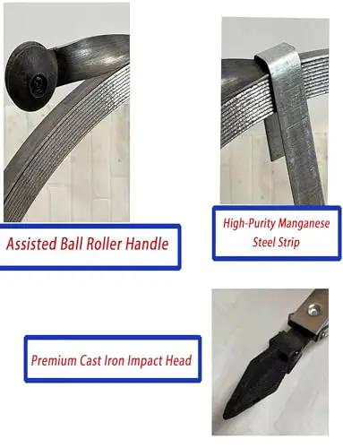 Heavy Duty Main Line Drain Auger With Slick Steel Wire Cable Kicks Stubborn Clogs Right Out Of Kitchen Sinks And Septic Tanks, featuring Assisted Ball Roller Handle and Premium Cast Iron Impact Head.