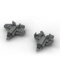 Two gray building block fighter jets from the Ultimate Boss 652 Piece Naval Aircraft Carrier Building Blocks Set 1 To 300 Scale.