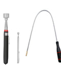 Three Pack Telescoping Magnetic Pickup Tool Set With A 15 Lb Magnet Reach From 7.2 To 30.7 Inches Plus An Extendable 1 Lb Magnet From 4.5 To 19.5 Inches And A 24 Inch Flexible Bendable Magnet Sweep Retriever For Easy Hidden Object Retrieval