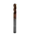 1/4 Inch Ball Nose Solid Carbide End Mill For Aluminum And Non-Ferrous Metals, 37 Degree Helix, 3 Flute, ZRN Coated Milling Bit, front view