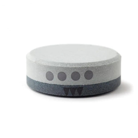 Side view of Dual Grit Ceramic Grinding Puck For Axes Whetstone 300 600 with visible dual grit surfaces for tool maintenance.