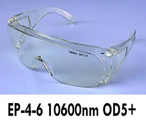Heavy Duty Co2 Laser Safety Goggles With 10600nm Wavelength And Od5 Plus Optics Featuring Beatup Proof Polycarbonate Lenses and clear design.