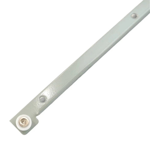 Close-up of Powder Coated Telescopic Drawer Slide With Bottom Mount Roller, 1 Piece, White Finish, showing smooth full extension