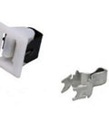 Non OEM Dryer Door Catch And Latch Kit For 279570 Model Replacement shown with plastic latches and metal strikes