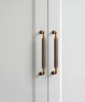 6 Pack 5 Inch Antique Brass Knurled Cabinet Pull Handles With Textured Non Slip Grip for Kitchen Cabinets